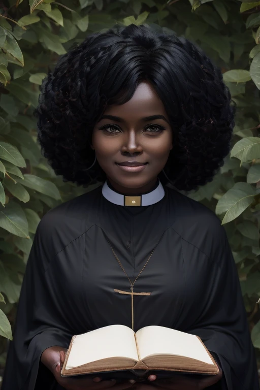 A BOOK COVER SHOWING A 28-YEAR-OLD BLACK NUN WITH VERY CURLY HAIR AND JABUTICABA EYES.