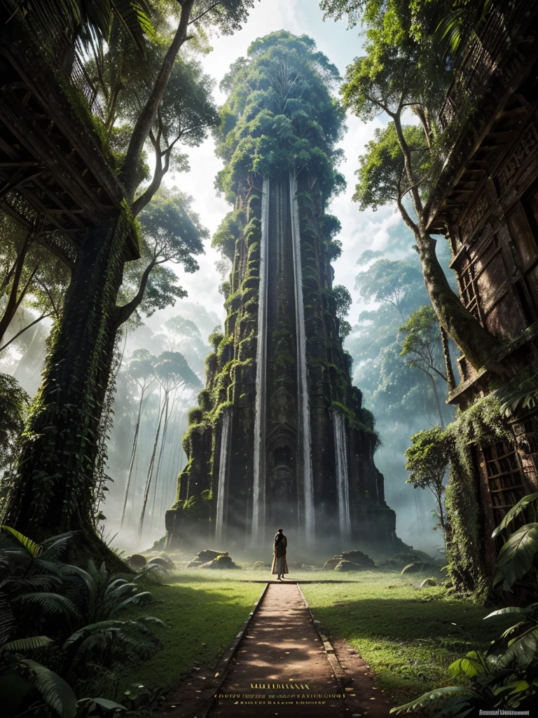 "Design a captivating film posterfor an adventure and exploration novel. The cover should evoke a sense of mystery and adventure.
Background: A dense Amazon jungle with towering trees and vibrant greenery.
Foreground: An ancient, partially overgrown stone structure with intricate carvings. title at the top reads 'Journey Through the Unknown' Siddheswar Mahanand 'Journey Through the Unknown' letters. allout" in stark, bold The bottom includes credits in a a classic movie poster style. The overall tome is Mood and Style: Adventurous, mysterious, and inspiring."