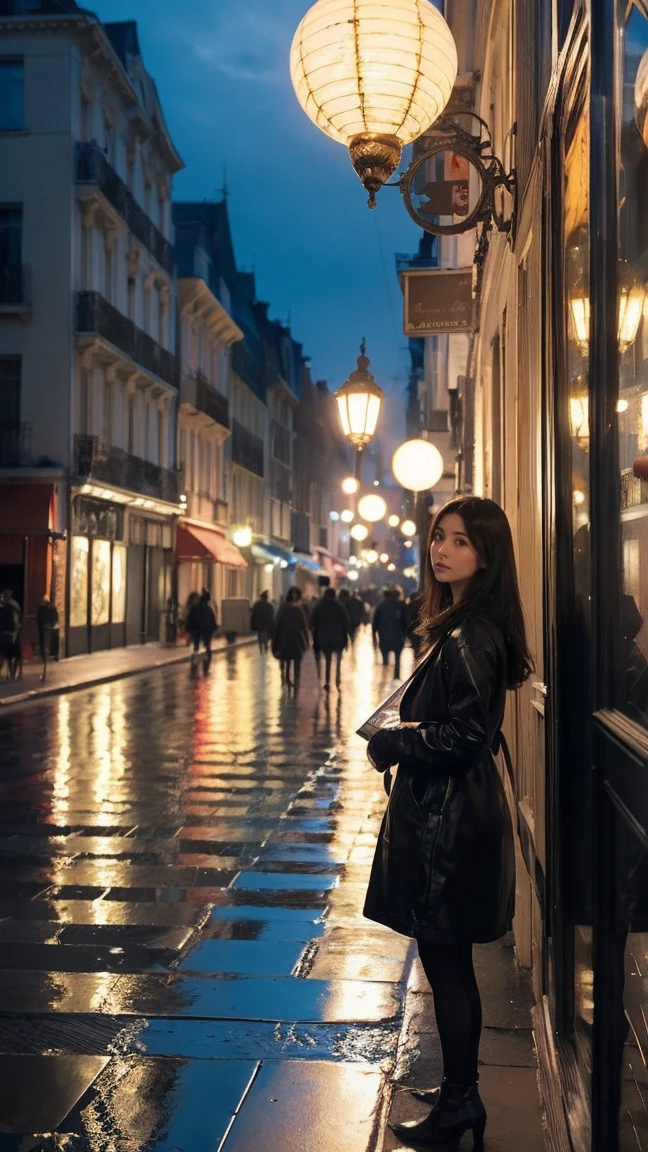 1fille,seulement,cheveux longs,peau rugueuse,(regarder le spectateur:1.2),cheveux humide,nue,sombre,polaroïd,(profondeur_de_champ:1.5),Jours de pluie,En plein air,rue,cheveux entre les yeux,éclairage maussade,Effet Tyndall,Éclairage cinématographique,nuit,lampadaire,reflet,lumière disponible,lumière de jante,néons lumineux,courbée,Chinois_style,