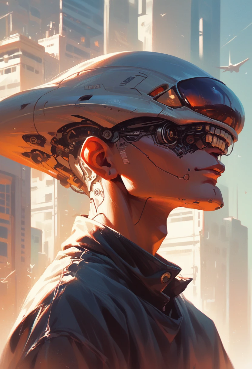 Rebuilding city, 1980's, near futuristic, post-roswell, retrotechno