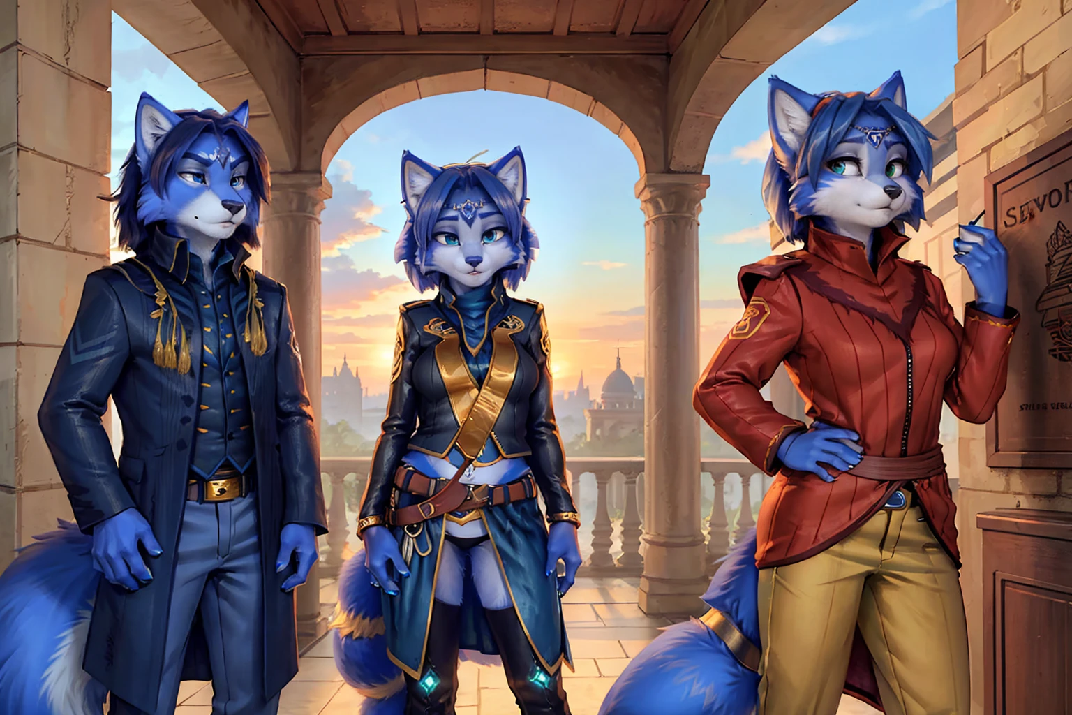 A beautiful and detailed (sweet picture) wa ((krystal)), Star Fox Krystal,  green eyes, medium breasts, (((Long blue hair 1.3))),  anthro, furry, (wa Fluff-Kevlar, Bayard Wu, personalize me, Pino Daeni),  detailed fluffy fur, detailed face, (fluffy), 1 girl, alone, hair cover one eye:1.4, wears tribal clothing with leather armor, wears tribal top with leather armor, steht in der großen halle wa hogwarts:1.4, (((she stands next to severus snape:1.3)))