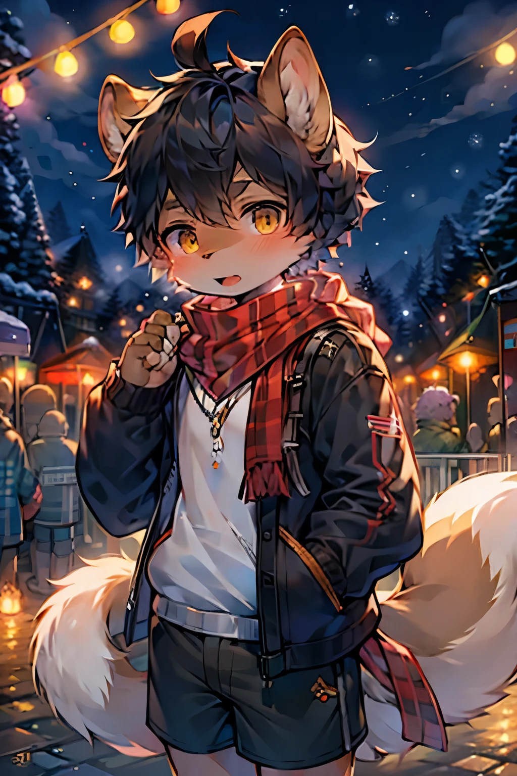 Squirrel Boy,Furry boys,Infant and child characteristics,hair,Dark Skin,scarf,shorts,Skier,Winter Olympics