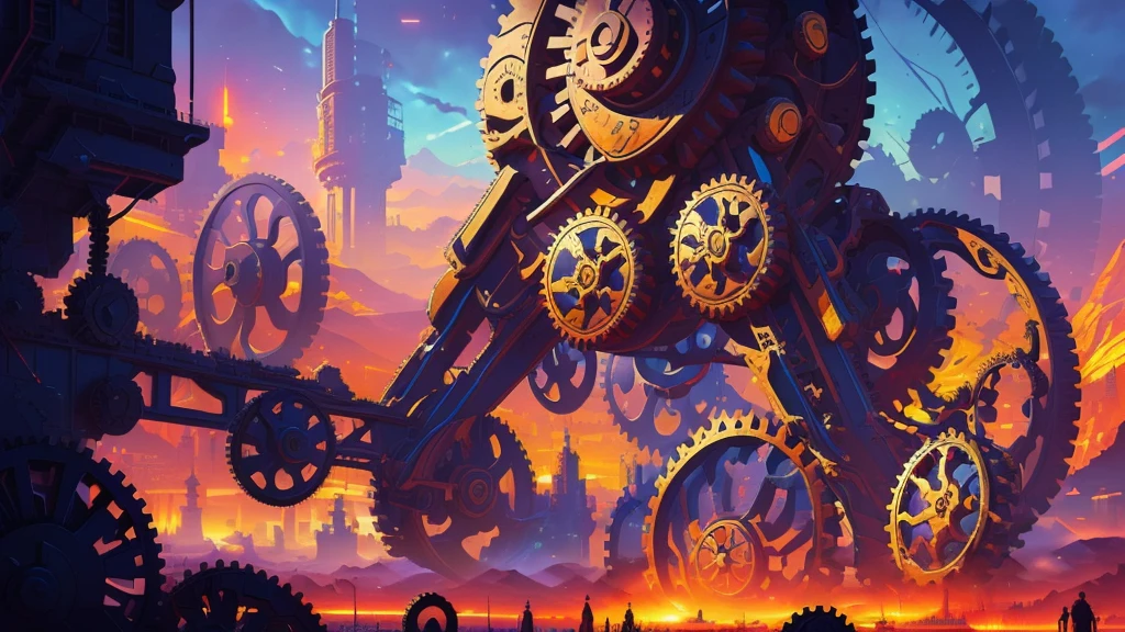 (Masterpiece:1.2), (A nation with gear constructions), (Build of GEARS), people celebrating, vivid colors, digital art, cinematic composition, very detailed, 4k.