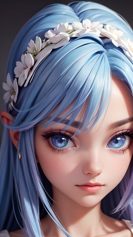 Ethereal Beauty: A Close-Up Portrait of a Woman with Unique Hair and Eye Colors