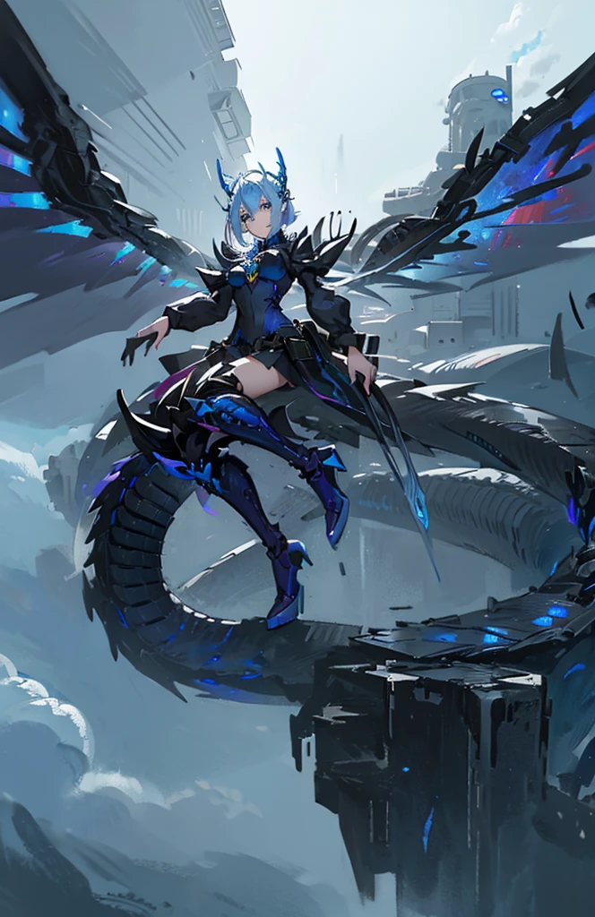 Anime girl with dragon wings, Dragon Girl, From Arknights, Queen of Dragons, Devil Anime Girl, Detailed digital anime art, Anime Monster Girl, Detailed anime art, ArtStation pixivでトレンド, Blue scales covering her chest, the Dragon Girl portrait, Dragon Queen, Detailed Key Anime Art, Detailed Anime Character Art, Blue armor with a dragon motif