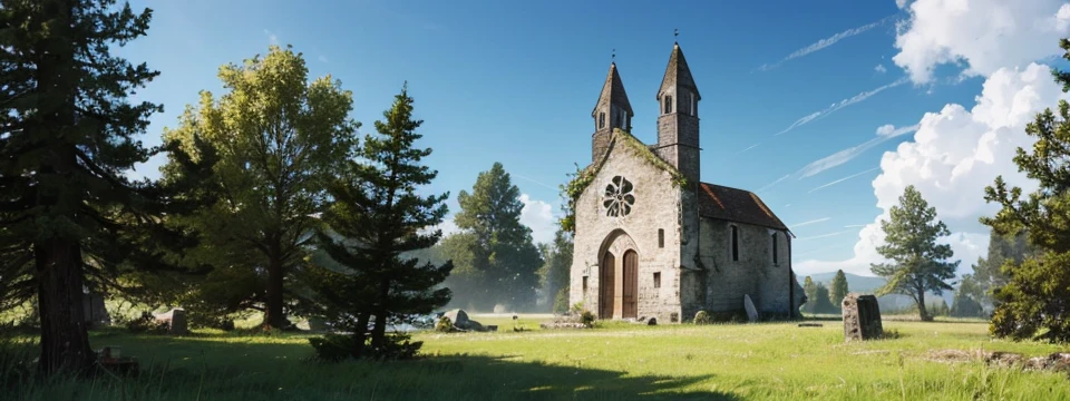 A small ruined church
