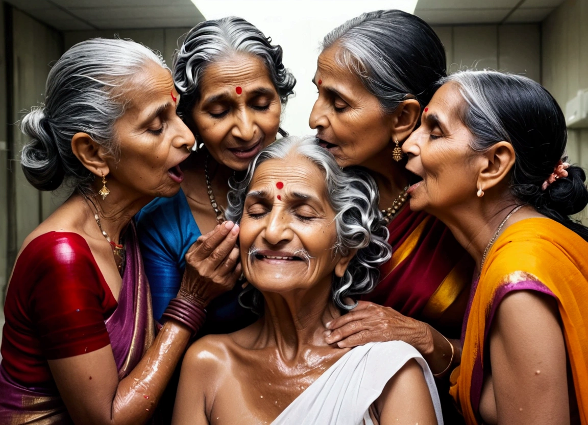 (HIGH ANGEL),(UltraDetailed),{Aperture:F/16},{Focal Length:Lens 30-200MM},{Distance:7M},{{Three indian slim granny ladies}},{{65 yo grannies}},{{{One granny,topless,breasts exposed laying down,licking head scalp,in tongue out}}},{{One granny,crawiling,Full Nude,licking head scalp,in tongue out}},{{One granny,wildy fingering pussies,while pissing on to of the others,licking head scalps,in tongue out}},{{All ladies tongues out while kissing}},at light flooded office in nude wildly kissing vaginas and breasts while spreading legs out,ultra sagging-hangging eldery breasts milking keeping long hairs totaly wet and styled with using extreme and exteme ultimate super exessive amount of hairgel+hair oil,{hairs like gel+oil pulp,Shining like mirrors},