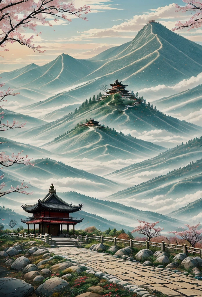 The stone path on Hanshan Mountain is sloping in the distance.Baiyun was born in a family.Park the car and sit in Love Maple Forest at night.Frost leaves are as red as February flowers.
