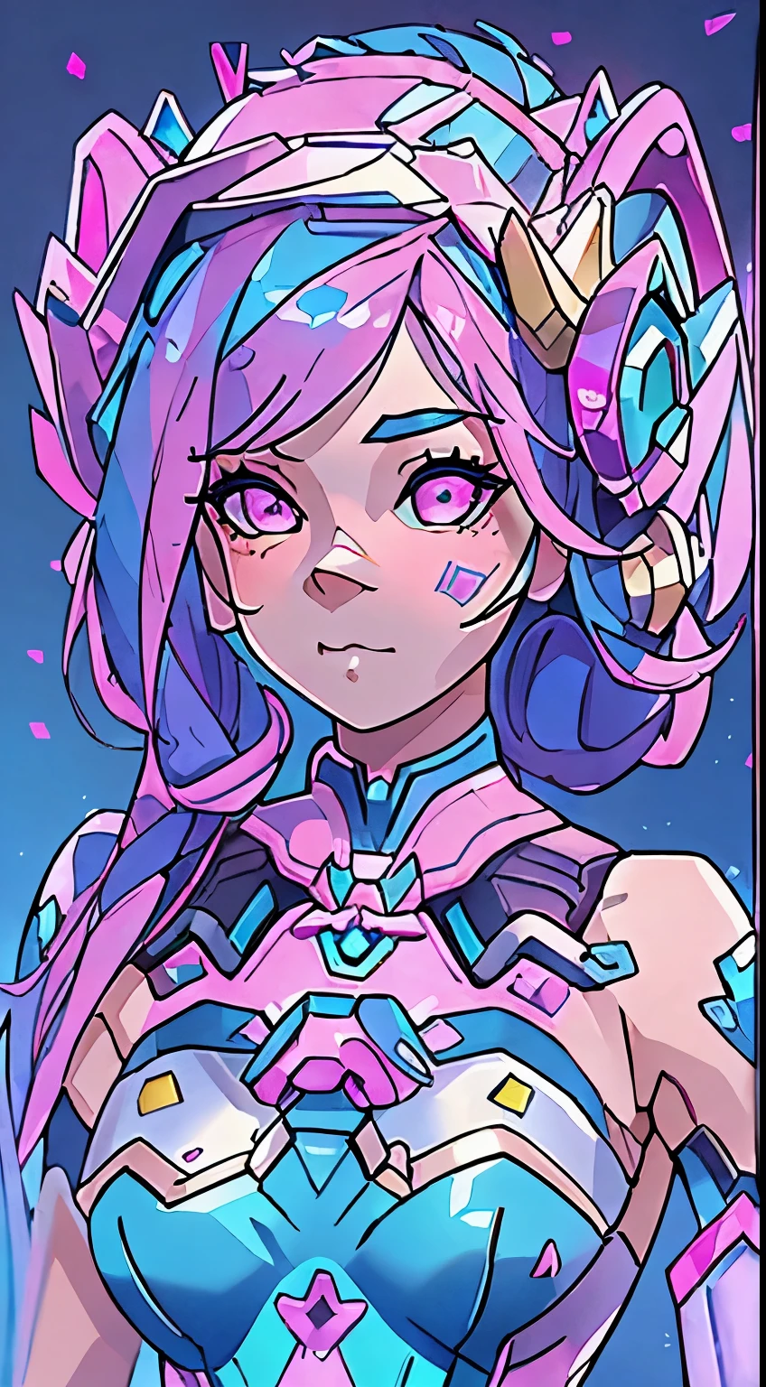 Best Quality，tmasterpiece，ultimate resolution，Suave，extremely colorful，Color, empty eyes, mermaid princess，(D.Va from overwatch wearing her original blue suit:1.4)，Black stockings，Starrysky Android!,More detailed 8K.unreal engine:1.4,UHD,La Best Quality:1.4, photorealistic:1.4, skin texture:1.4, masterpiece:1.8,first work, Best Quality,object object], (detailed face features:1.3),(Blue Robotic Laboratory:1.4),(long pink hair:1.4),（Beautiful and detailed eye description）,(hands:1.4)