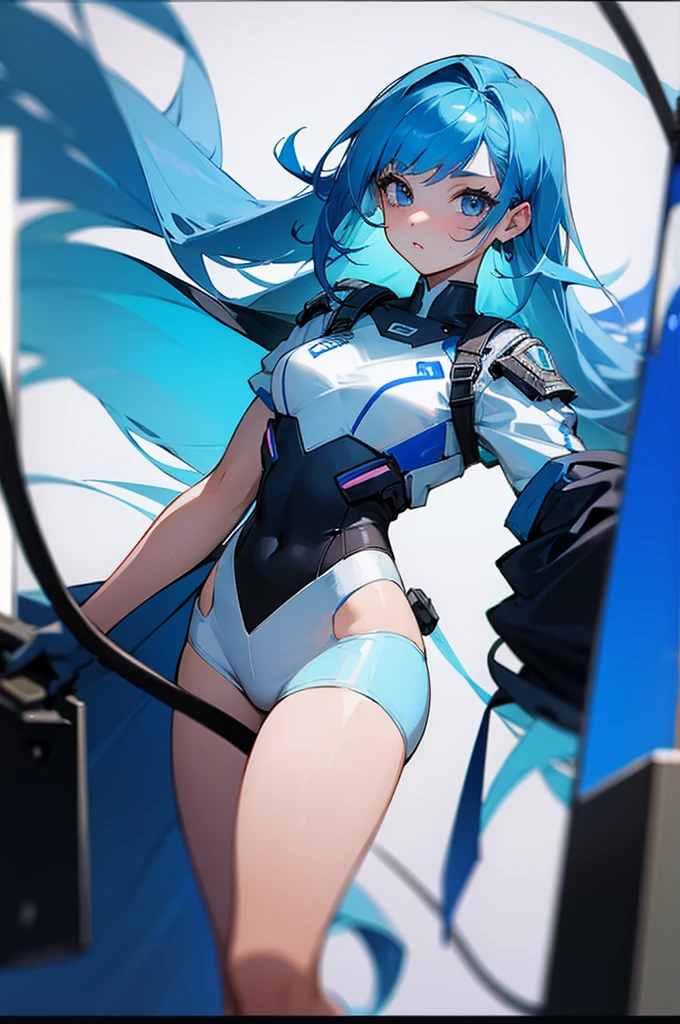 Female, young teen, Blue Hair