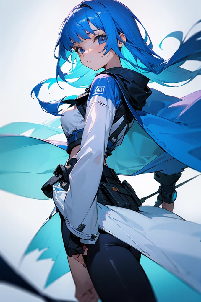 Female, young teen, Blue Hair