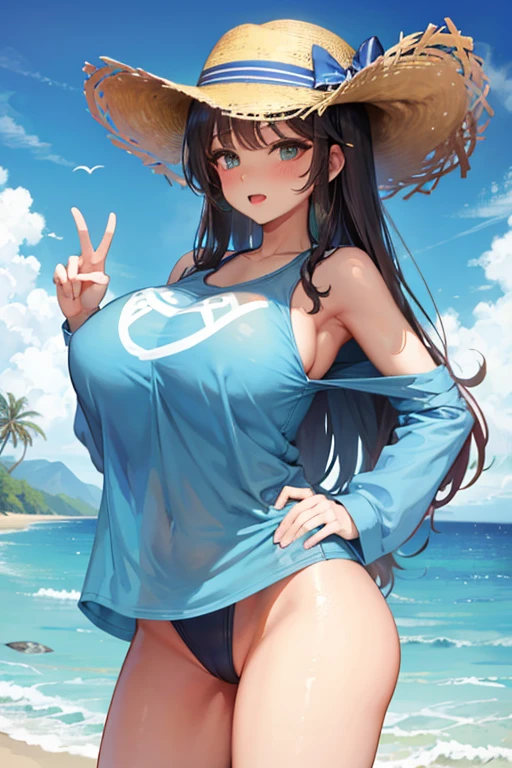 high quality, coastal,very big boob,very big ass, Swimsuit, Cowgirl