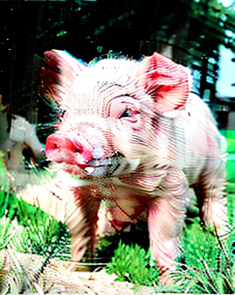 a pink pig on the grass, ultimatepinkpig