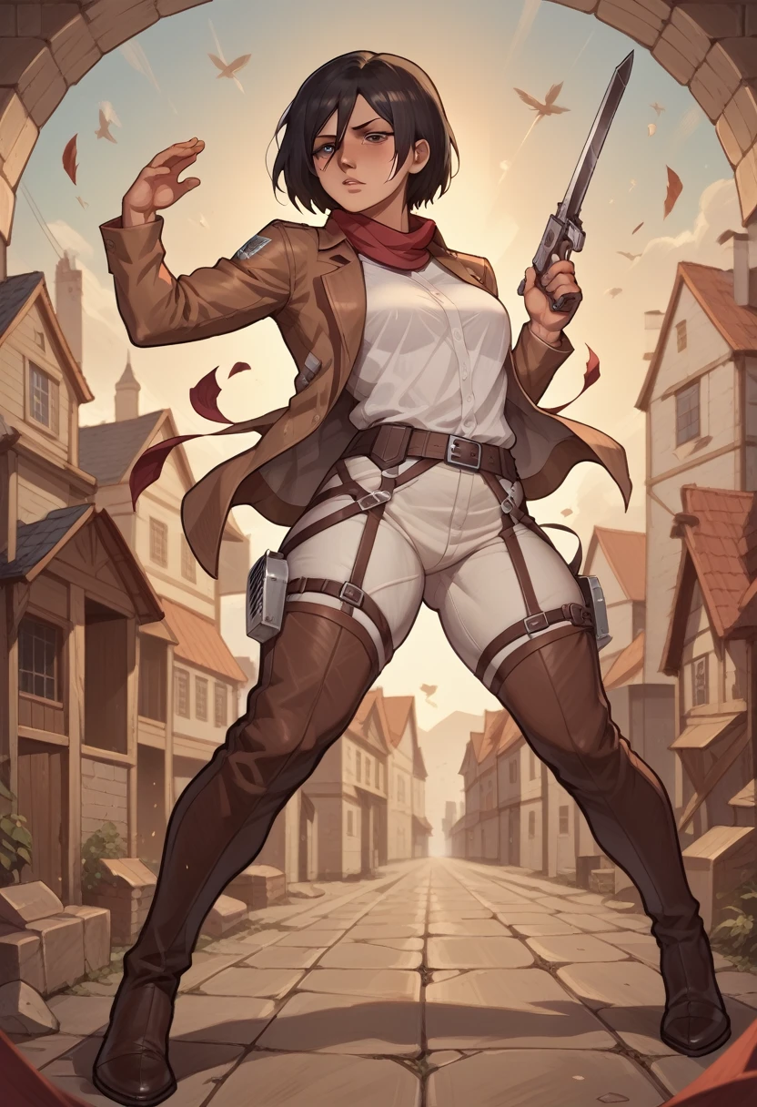 Mikasa, Attack on Titan, sensual, sexy, full body pose