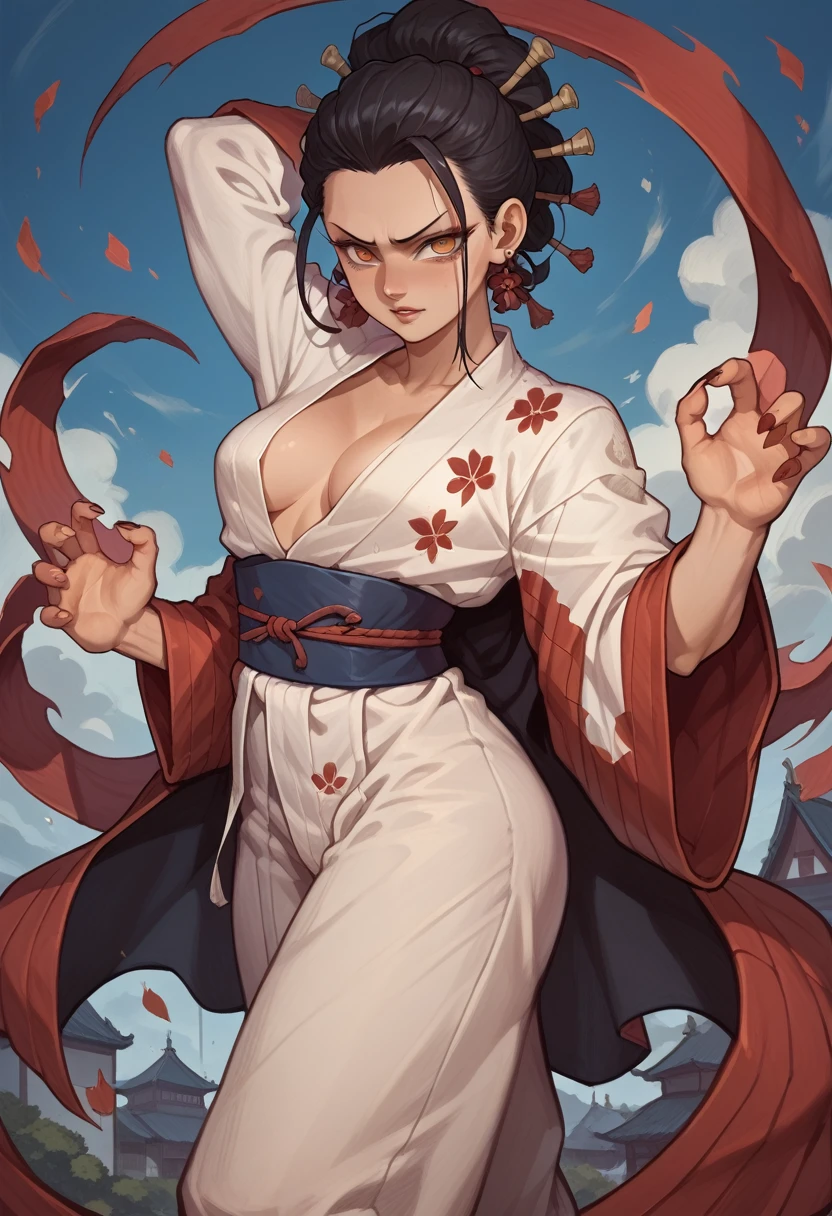 kimono,long,sexy woman