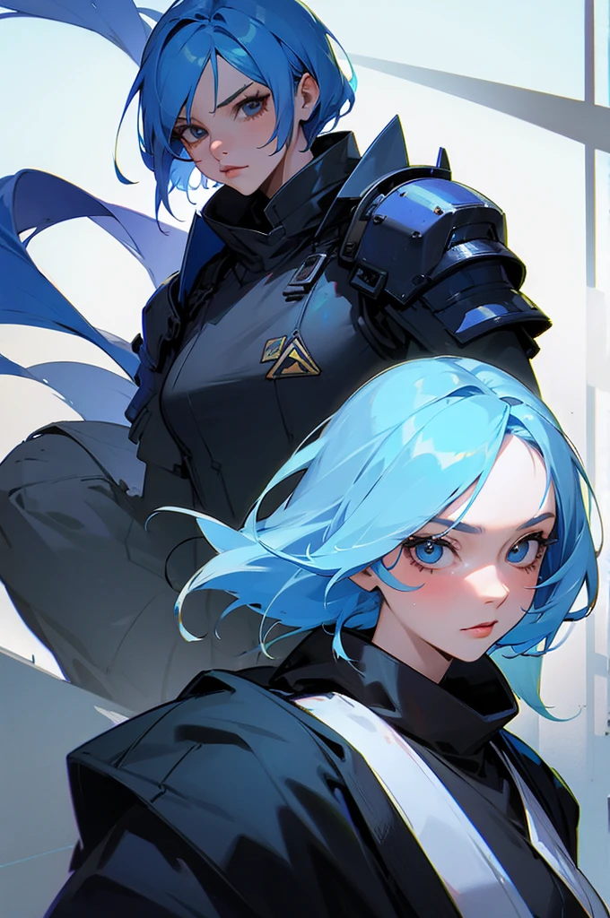 Female, blue hair, Adult, Old looking