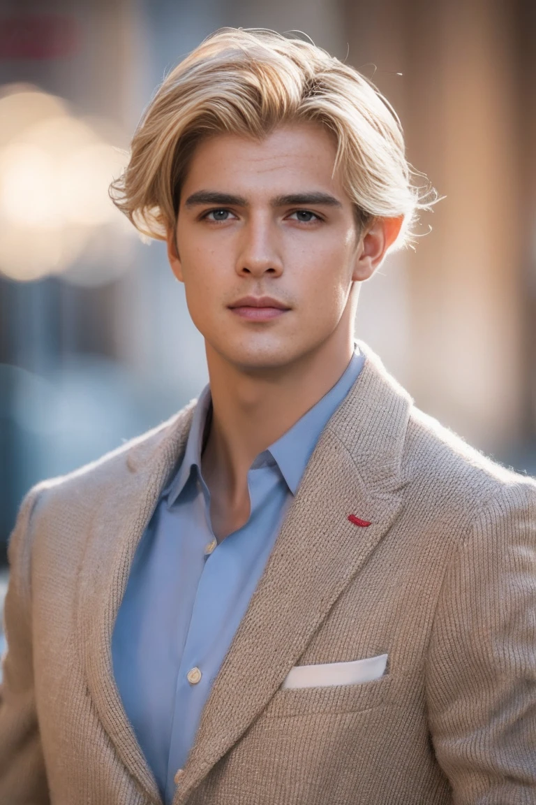Realistic photography, 8k ,Handsome man with blonde hair
