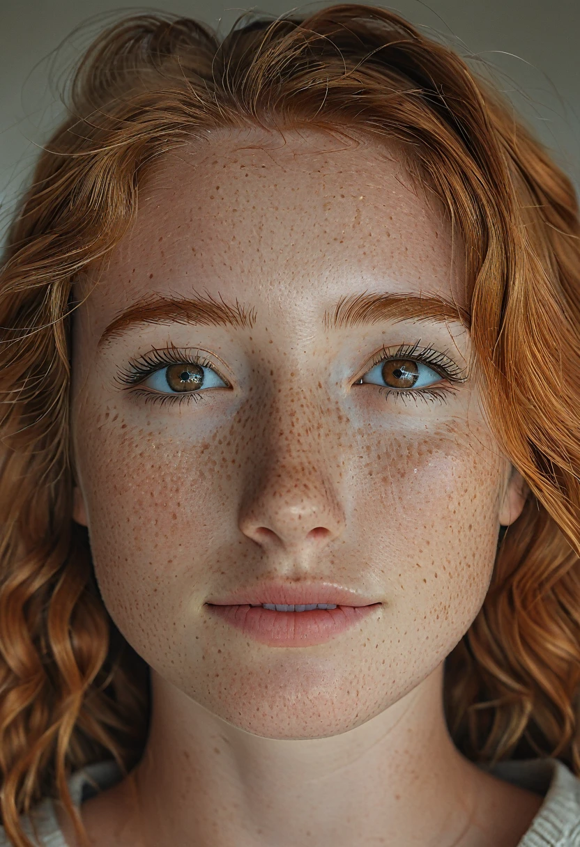 braided ginger hair, georgus woman, 20yo, young, lot freckles, selfie photo, freckles, short braided ginger hair, brown eyes, light freckles natural light, as realistic as possible, ultra realistic, high quality, 4k 8k quality slight natural imperfection, slight dark circle, Skin texture, film grain, Close, ultra high resolution, best shadow, BRUT, Instagram LUT, Photorealistic, Best quality, hyper detailed, Beautiful woman, selfie photo, RAW
