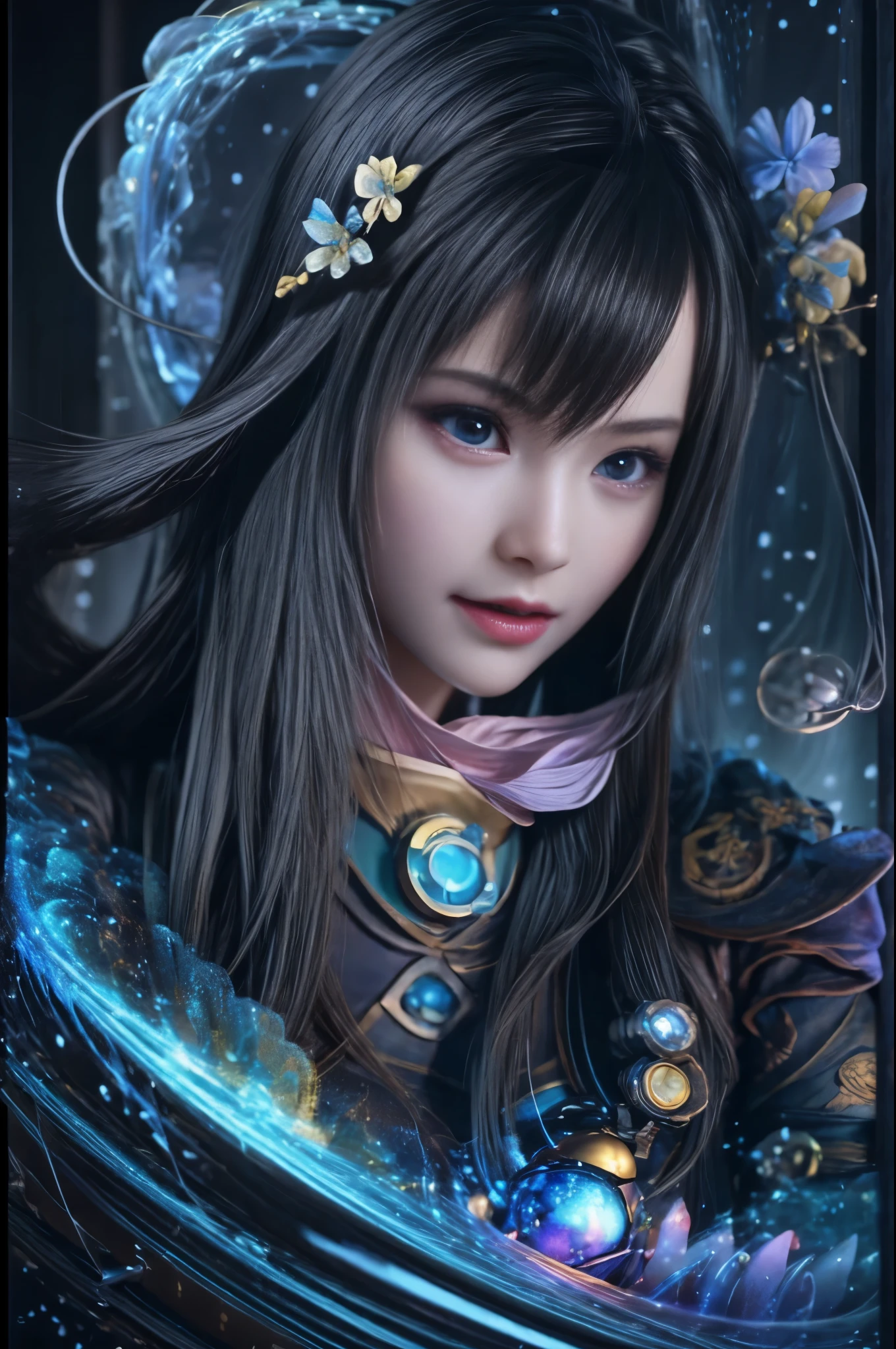 /I black background,A three-dimensional character wearinghanfu, depicting a whimsical personification of a cloudartist brimming with dreamy imagination

