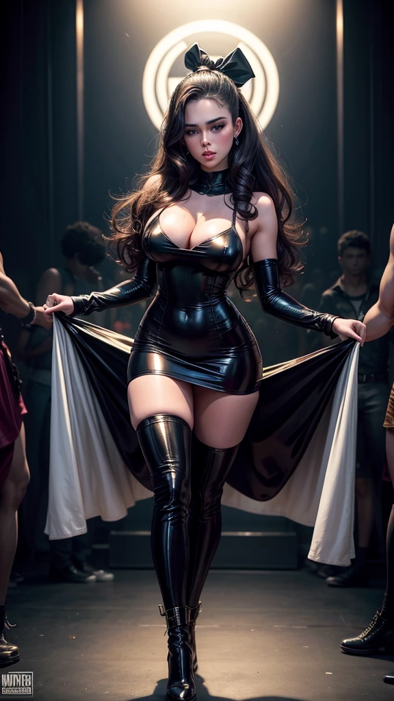 (masterpiece), face of a teenager, symmetrical, photorealistic, surreal, beautiful, upper body, ponytail, wearing a simple transparent sweater, leather skirt:1.3, high heels, perfect anatomy, large breasts, supernumerary_nipples, seductive and erotic, looking at the viewer, blush, humble, curvy, elegantly formed, very innocent smile, slightly muscular, elegant, close to perfection, dynamic, highly detailed, character sheet, 8k photography, professional photoshoot, conceptual art, highly detailed, smooth, positioned so that the body is symmetrical and balanced directly to the viewer, cinematic lighting, photorealistic, lap of nature