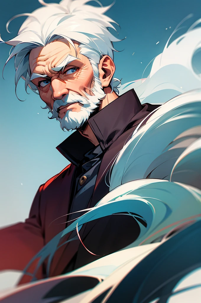 Old man, white hair, kimino