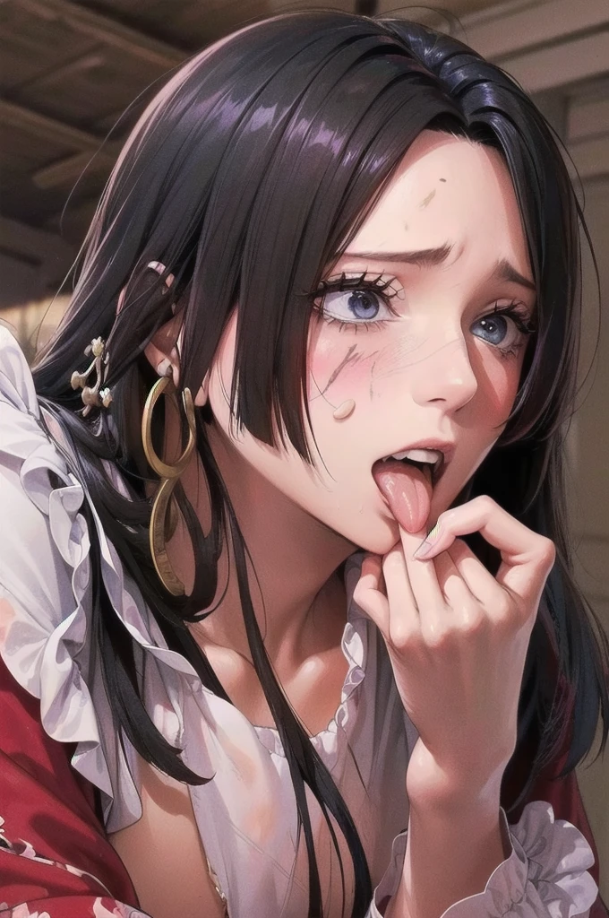 (((masterpiece))), (((best quality))), ((ultra-detailed)), (highly detailed CG illustration), Boa Hancock, (nsfw:1.4), (masterpiece:1.5), Detailed Photo, Smiling, Sexy, (Best Quality: 1.4), (1girl), Beautiful Face, (Black Hair, long Hair: 1.3), Beautiful Hairstyle, beautiful detail eyes, (realistic skin), beautiful skin, absurd, attractive, ultra high resolution, high definition, (sexually aroused:1.5), Pinkish white skin, sexy pose, Beautiful , (messy hair:1.5), (fatigued:1.5), (bukkake:1.5)