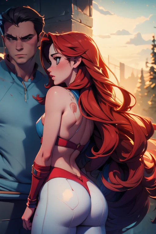 (masterpiece, best quality), 1girl and 1 man, claireredfield2, on andys, kiss the man , girl ass, the man is pressing girl against the wall, adult content, intrinsic details