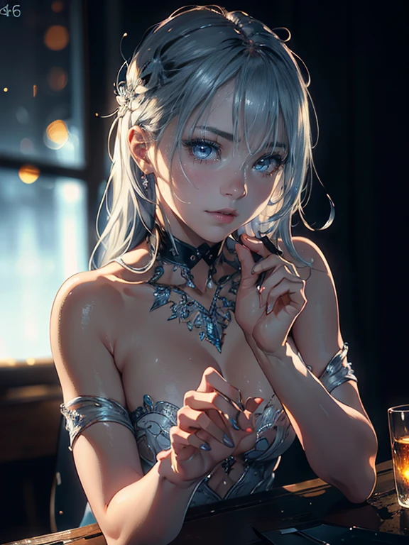 a beautiful young girl, , with shining eyes, perfect detailed eyes, 5 fingers on each hand, silver themed, (best quality, 4k, 8k, highres, masterpiece:1.2), ultra-detailed, (realistic, photorealistic, photo-realistic:1.37), HDR, UHD, studio lighting, ultra-fine painting, sharp focus, physically-based rendering, extreme detail description, professional, vivid colors, bokeh