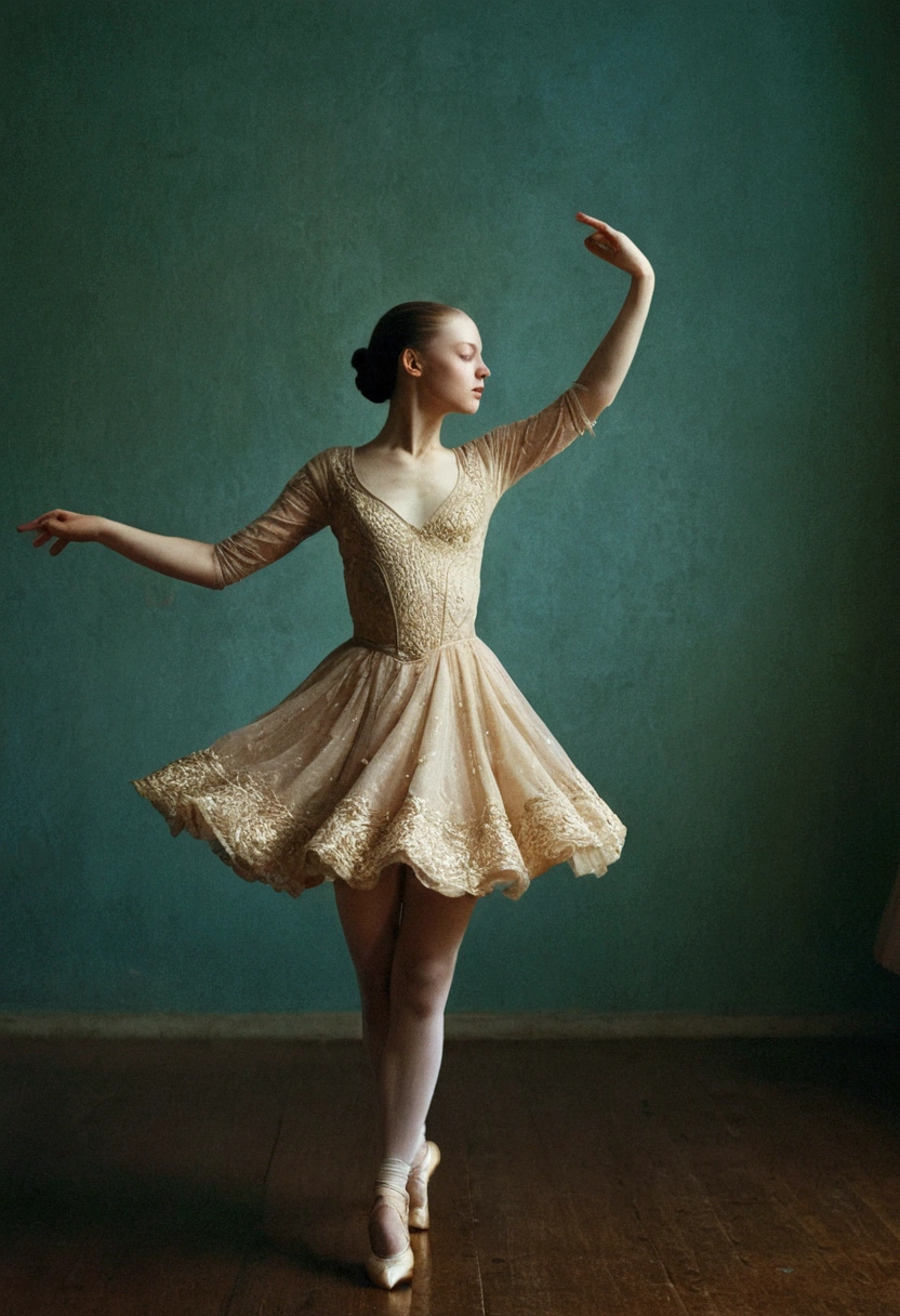 Dancer, by Laura Makabresku, full body, cinematic still, (best quality, masterpiece, photorealistic), very aesthetic, perfect composition, intricate details, ultra-detailed, vivid colors