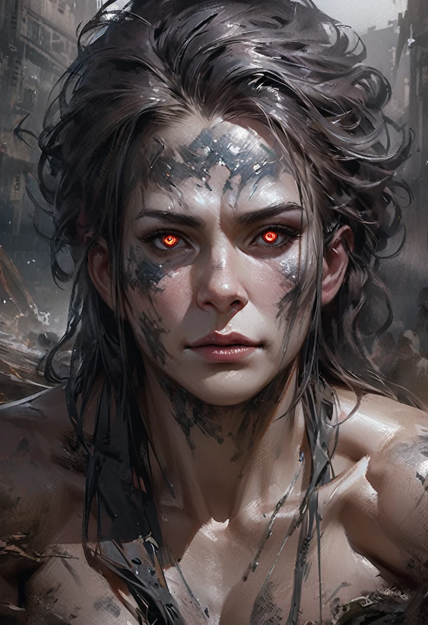 Realistic Digital Painting with Concept Art Elements"," digital painting," "concept art," "realistic," "high detail", "muscular",, "high-res", "ominous aura,", "8k resolution", "oil painting", "darker tone" , "little saturation" ,"dark feeling", "dirty art-style", "concept art" , "detailed features" , "detailed eyes" "1man"
