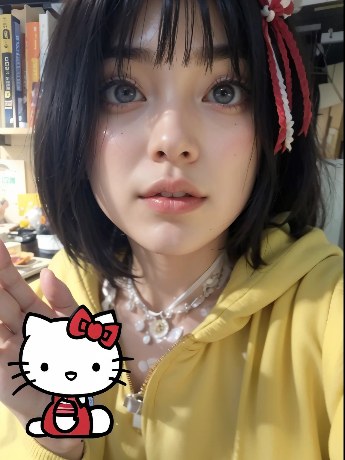 (Best Quality,4k,8k,High resolution,masterpiece:1.2),ultra detailed,(realist,photorealist,fotorrealista:1.37),beautiful detailed face, fascinating eyes, delicious lips, Flawless complexion, awesome makeup, long eyelashes, perfect eyebrows, bright smile, elegant hairstyle, elegant fashion style, safe pose, fashion accessories, Vibrant background, professional studio lighting, bokeh effect, Color palette, dynamic composition