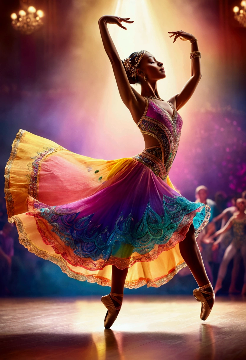 Dancer, dancing, by Matthew Naythons, full body, cinematic still, (best quality, masterpiece, photorealistic), very aesthetic, perfect composition, intricate details, ultra-detailed, vivid colors