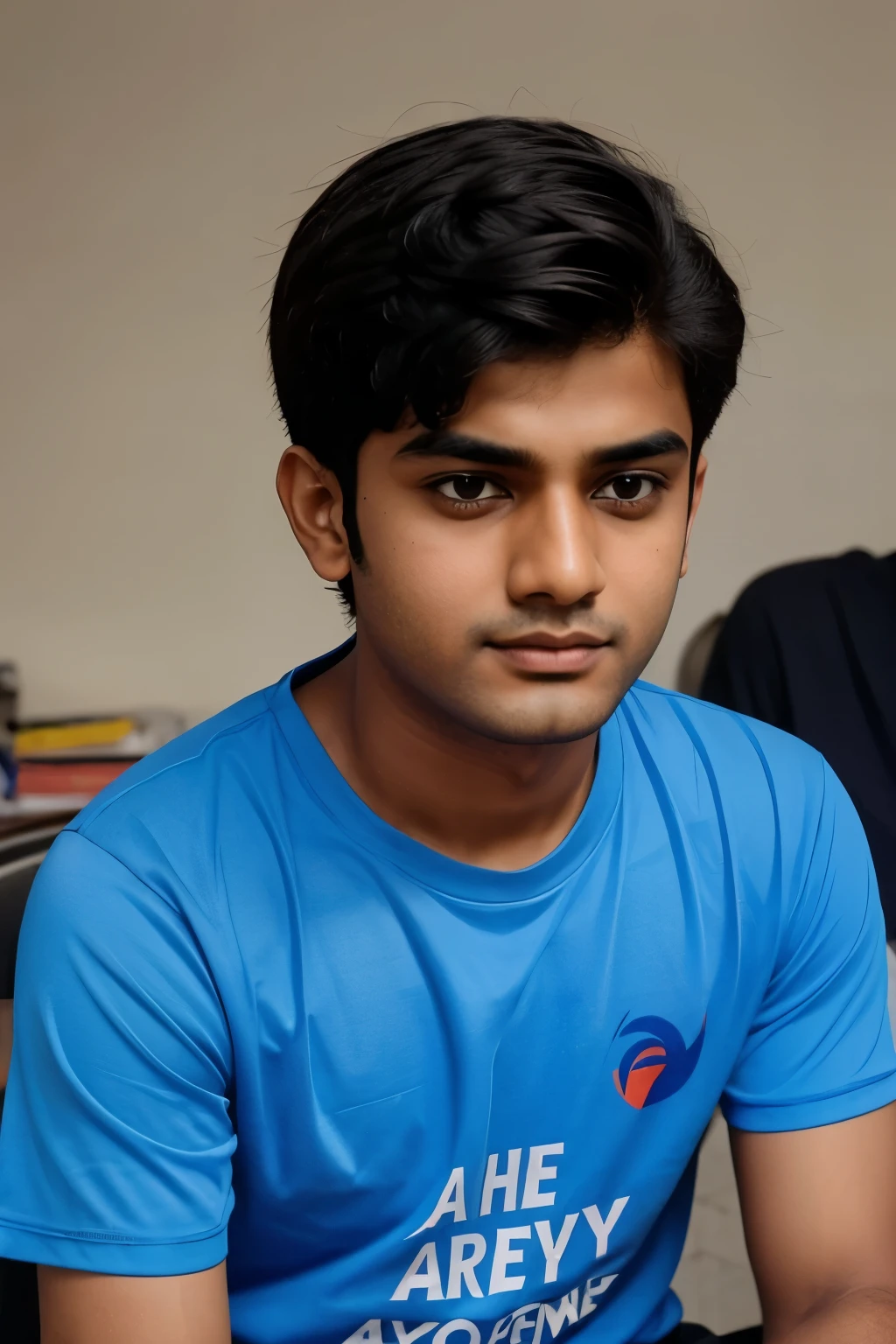 A boy preparing for iit jee is depressed now and show its name in his shirt as "madhav"