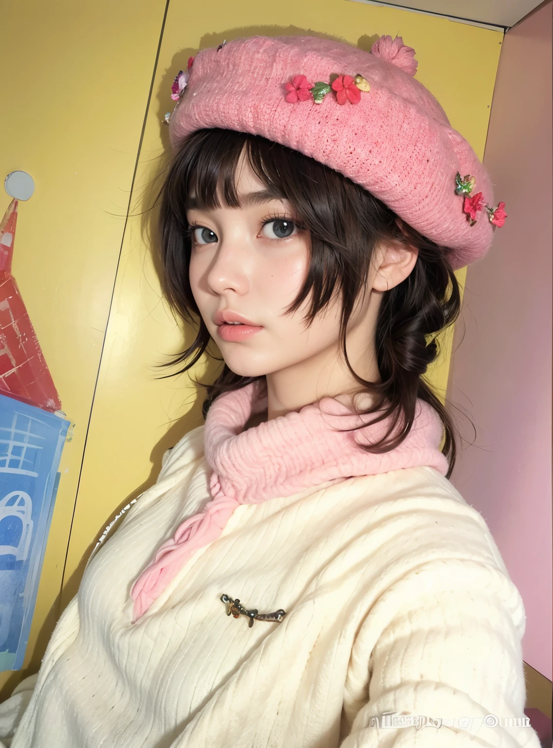 (Best Quality,4k,8k,High resolution,masterpiece:1.2),ultra detailed,(realist,photorealist,fotorrealista:1.37),beautiful detailed face, fascinating eyes, delicious lips, Flawless complexion, awesome makeup, long eyelashes, perfect eyebrows, bright smile, elegant hairstyle, elegant fashion style, safe pose, fashion accessories, Vibrant background, professional studio lighting, bokeh effect, Color palette, dynamic composition