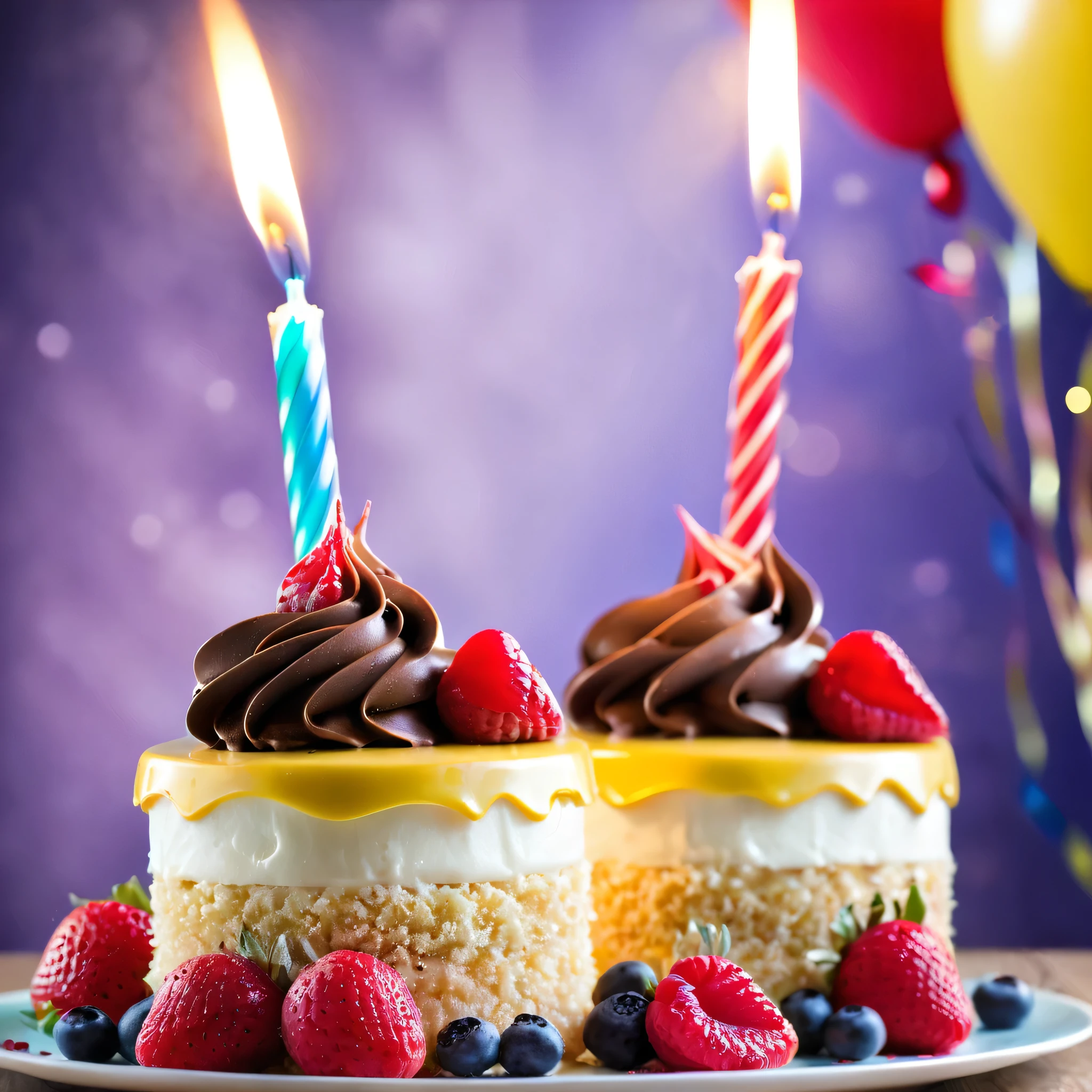 (best qualityer), (2 birthday cakes), dynamic photo, Pinterest, luscious, mouth watering, nblurry background, promotional still