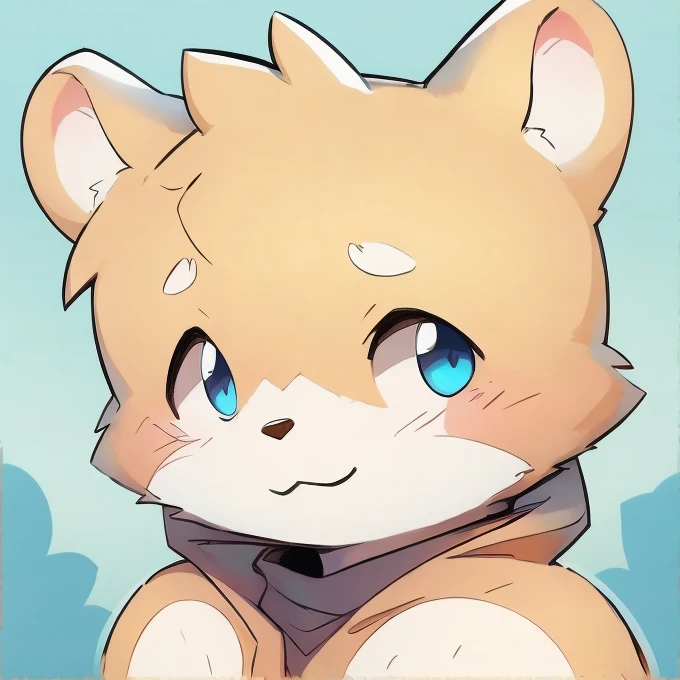 Male hamster,blue eyes,cute,Light orange fur:1.3,shy,bust,Exquisite facial features:1.5,Show a slight smile,