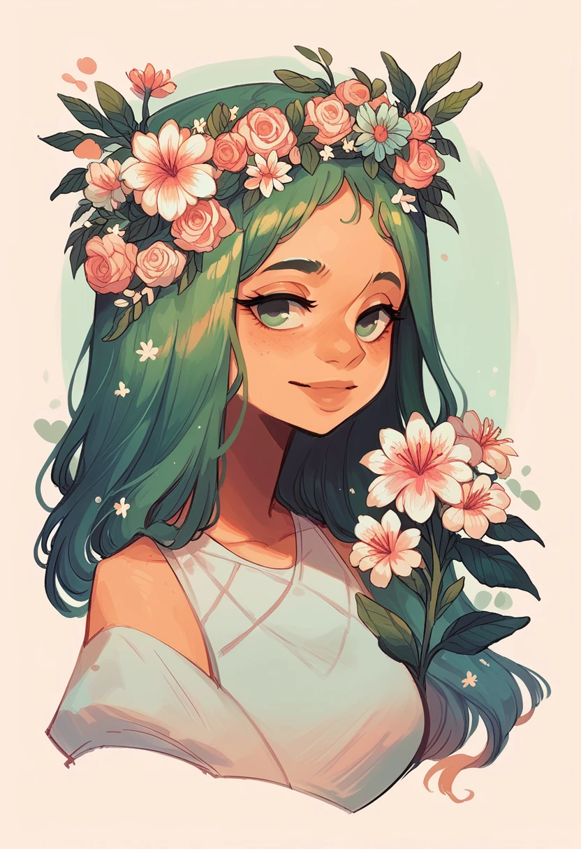 1 girl with flower crown