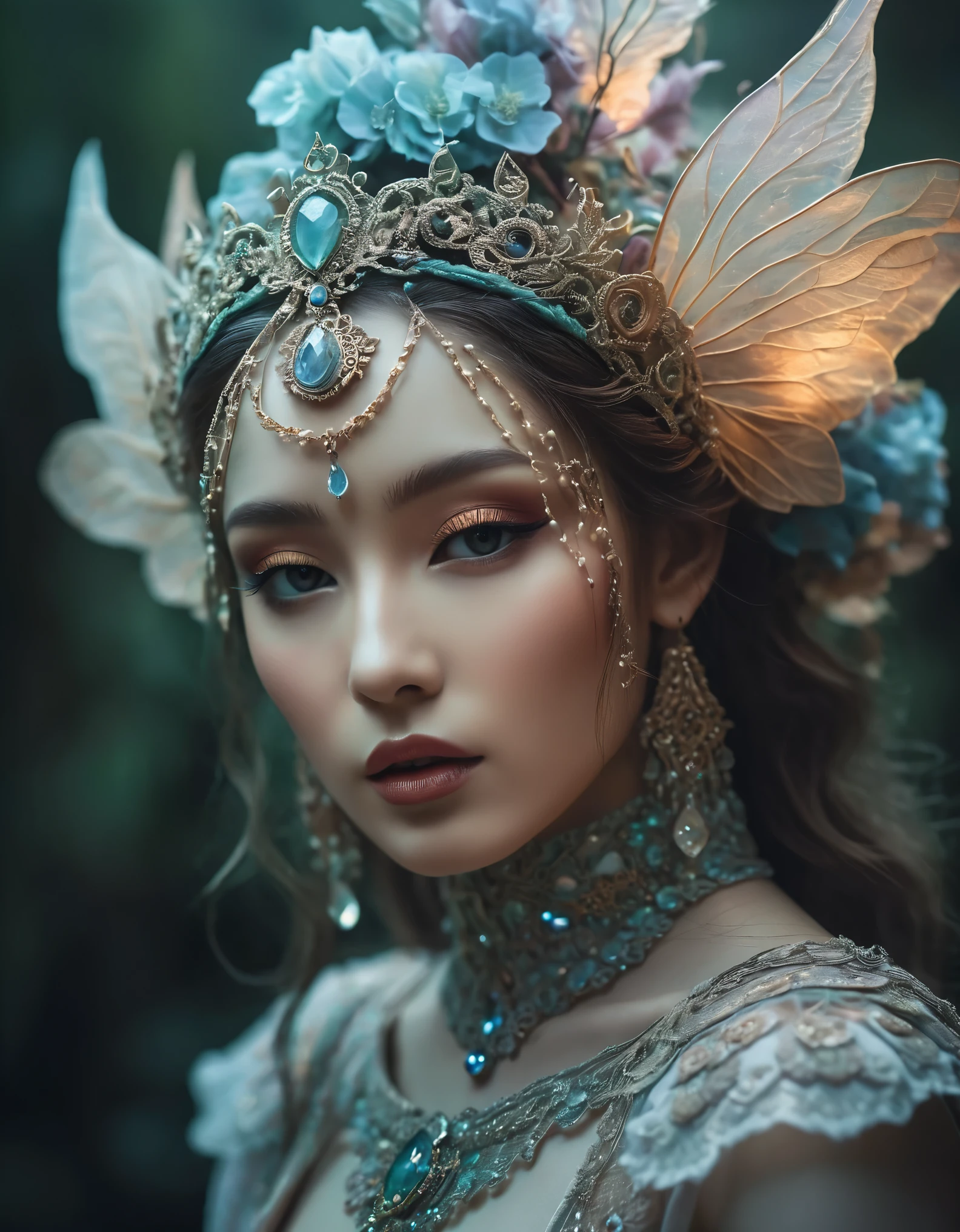 a photograph of an ethereal otherworldly beauty, something that doesn't exist, depth of field, intricate details, muted color pallet, volumetric lighting