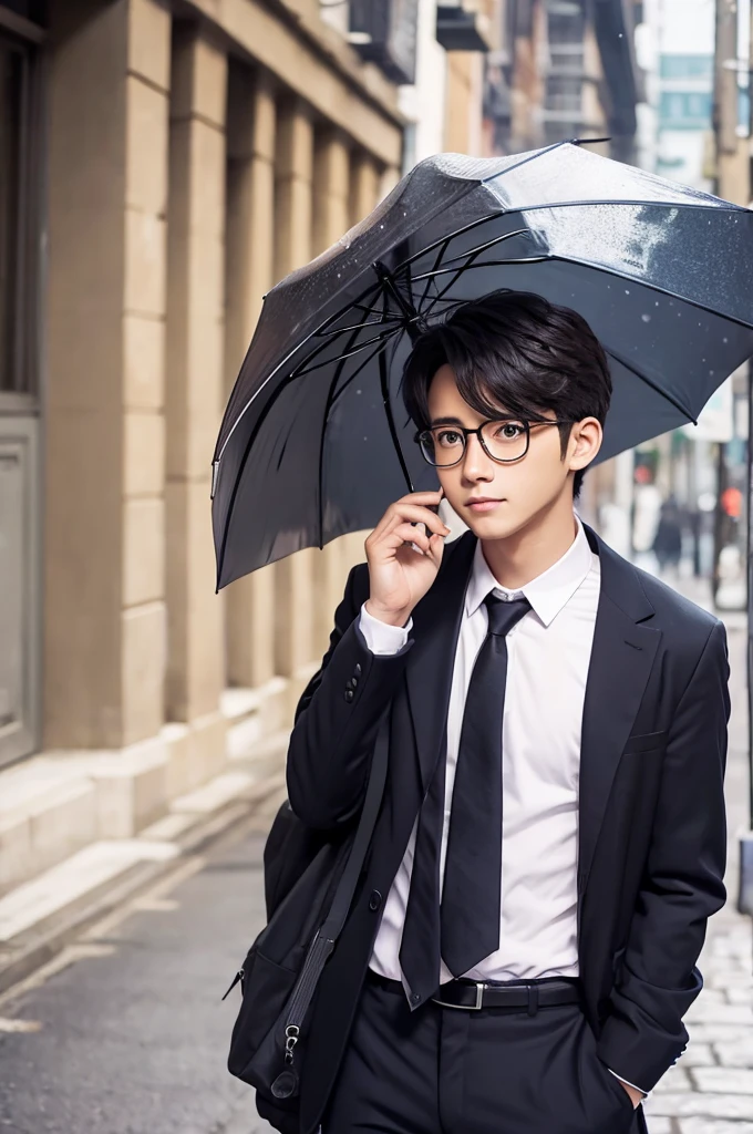 Glasses male anime cute umbrella
