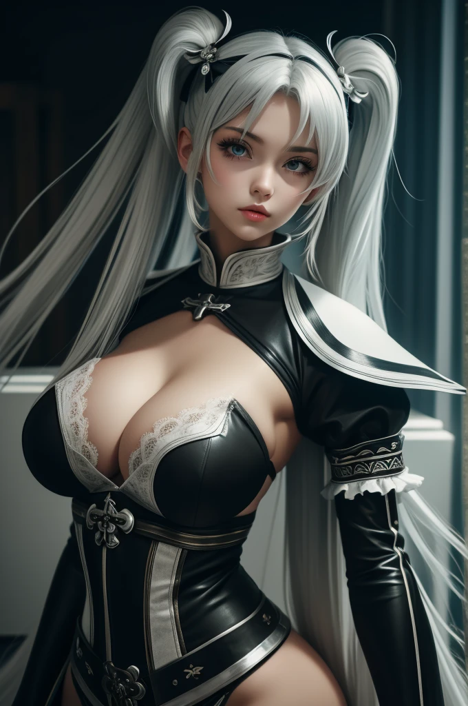 Breasts, Colossal, Twin Tails, Silver Hair, Priest, Side, Saint, Nasty