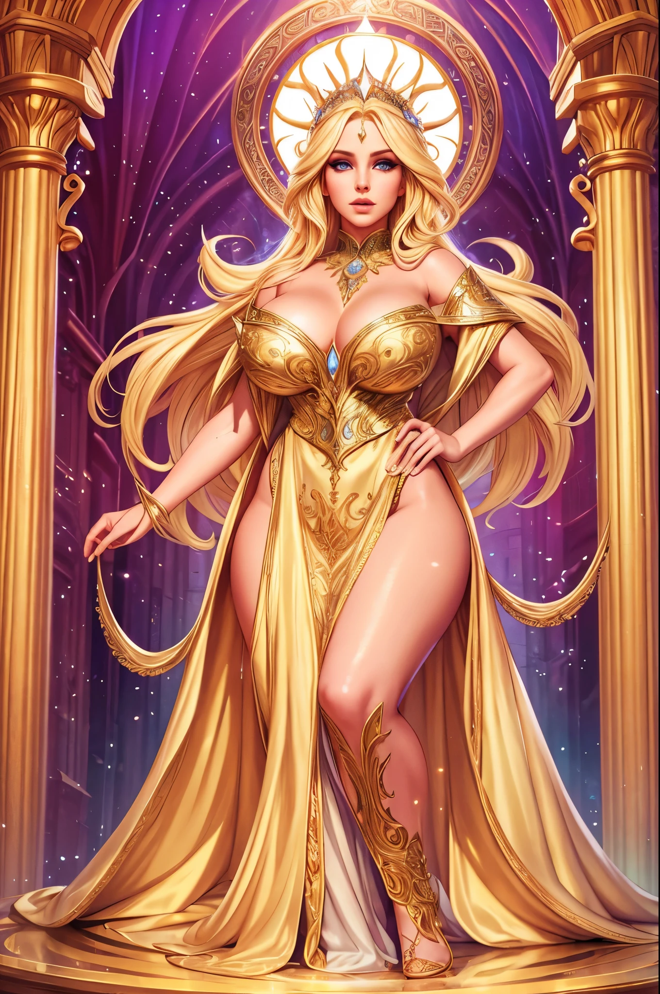 blonde sorceress, transparent robe, beautiful detailed face, beautiful detailed eyes, beautiful detailed lips, long eyelashes, cast spell, magical energy, mystical fantasy, dramatic lighting, cinematic, intricate details, hyper-realistic, 8k, masterpiece