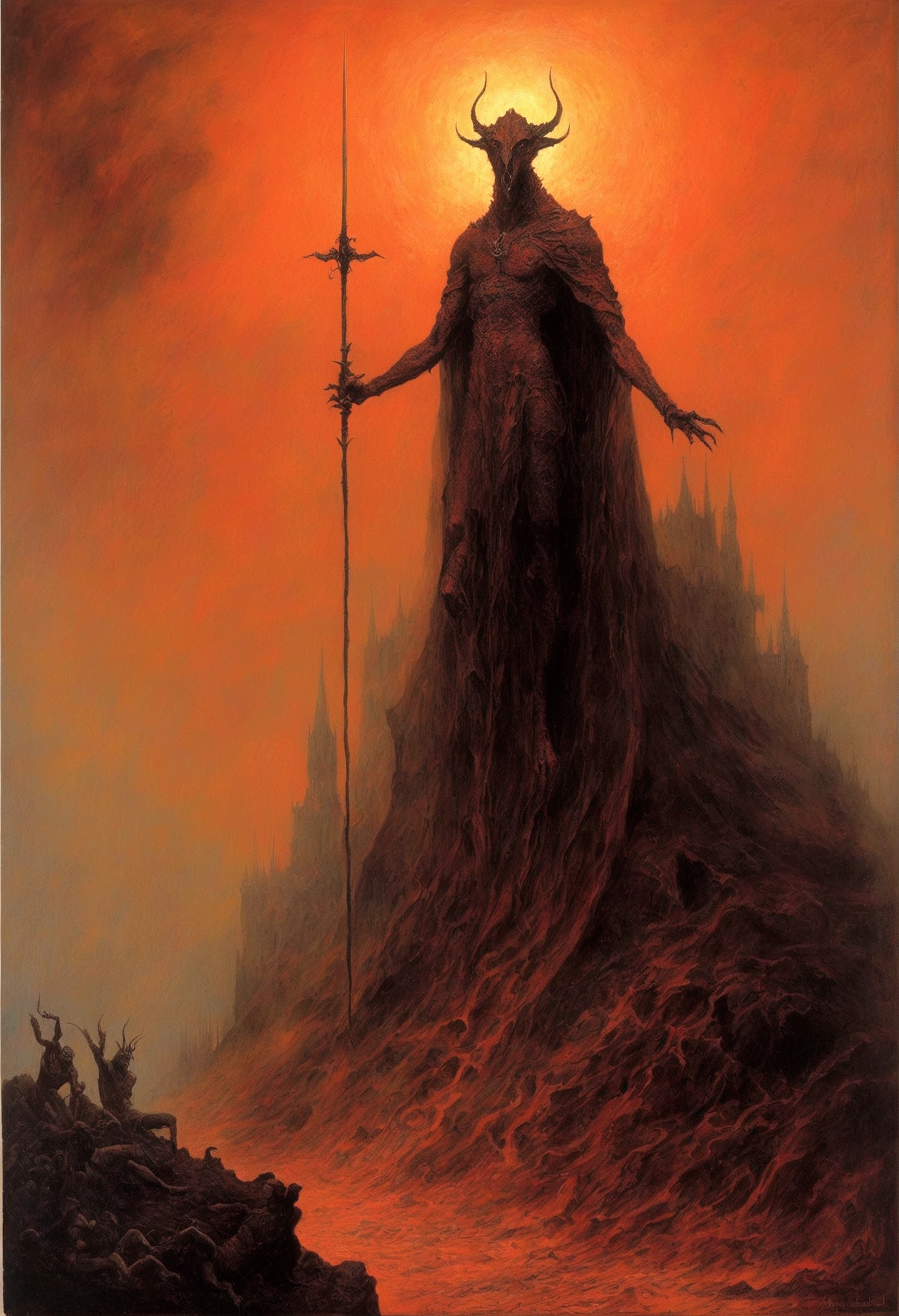 Mythical creatures, author:Zdzislaw Beksiński、devil、Holy War