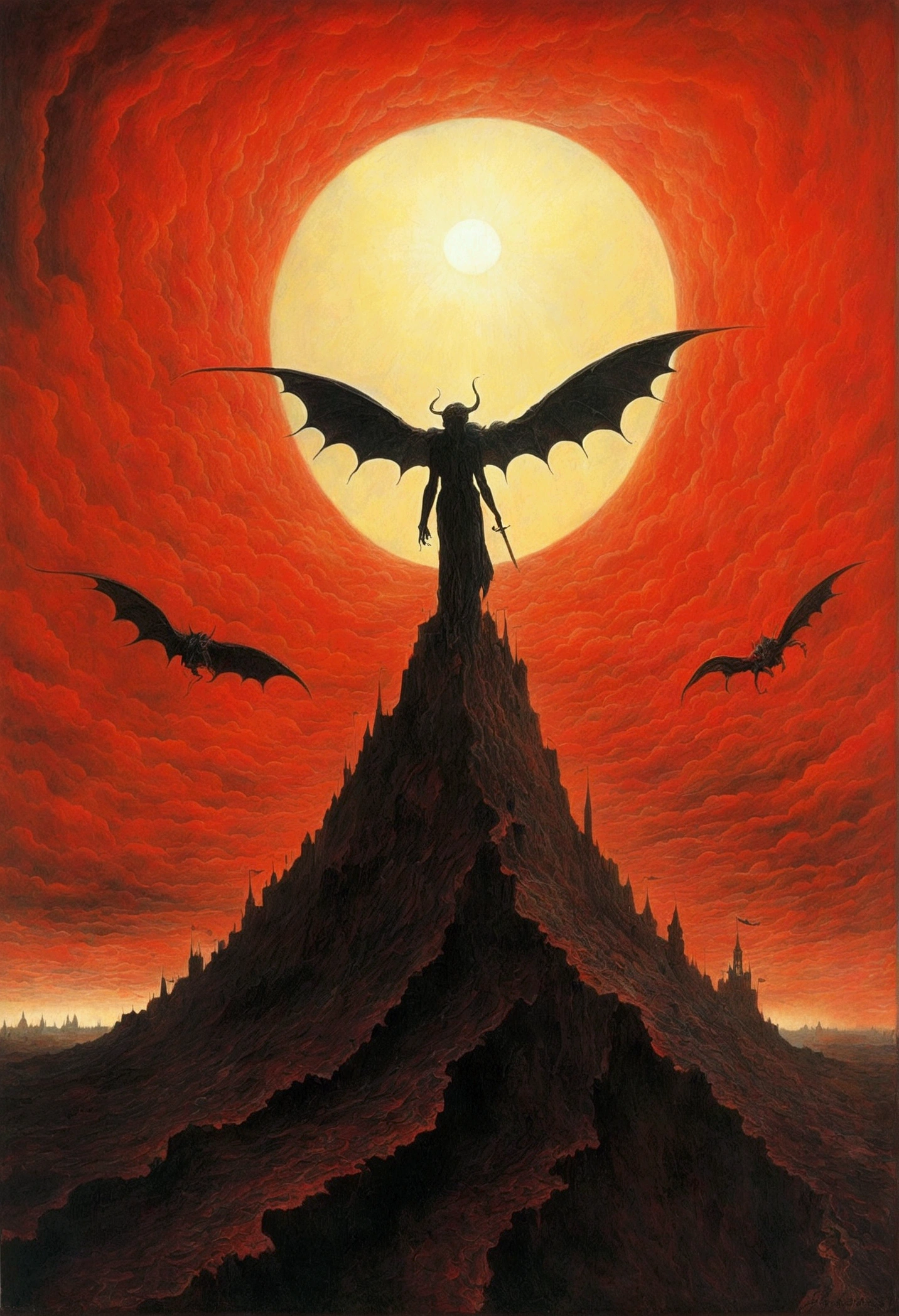 Mythical creatures, author：Zdzislaw Beksiński、devil、Holy War、Big eye in the sky、Red/Black