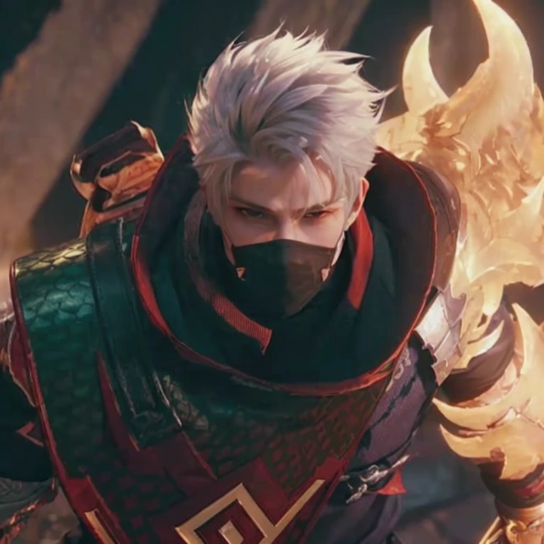 a close up of a person with a sword and a helmet, son of sparda, thancred waters in style of wlop, thancred waters, close up character, handsome guy in demon slayer art, portrait of thancred, character close up, 8k octae render photo, fantasy style 8 k octane render, fire behind him, keqing from genshin impact
