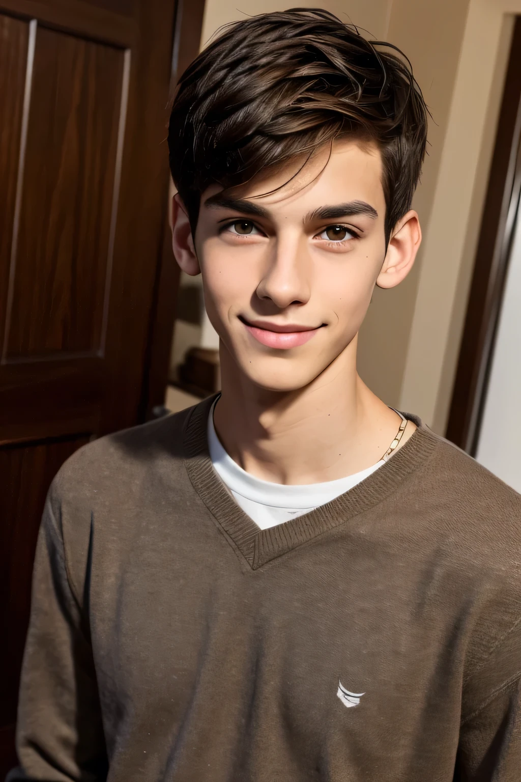 Marc is a tall, thin boy, with dark brown hair that falls slightly in his eyes. He has an easy smile and a relaxed presence, and usually dresses in comfortable, casual clothing. His face is handsome and his dark brown eyes brim with warmth and affection. He is a .