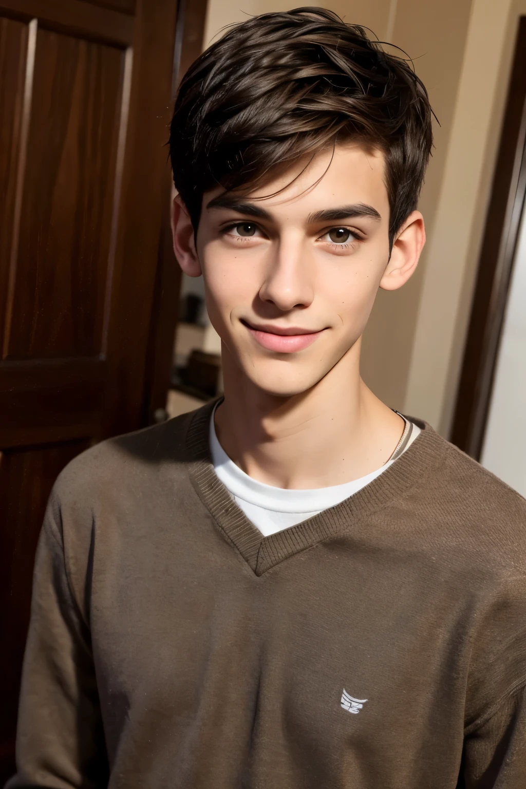 Marc is a tall, thin boy, with dark brown hair that falls slightly in his eyes. He has an easy smile and a relaxed presence, and usually dresses in comfortable, casual clothing. His face is handsome and his dark brown eyes brim with warmth and affection. He is a ager.