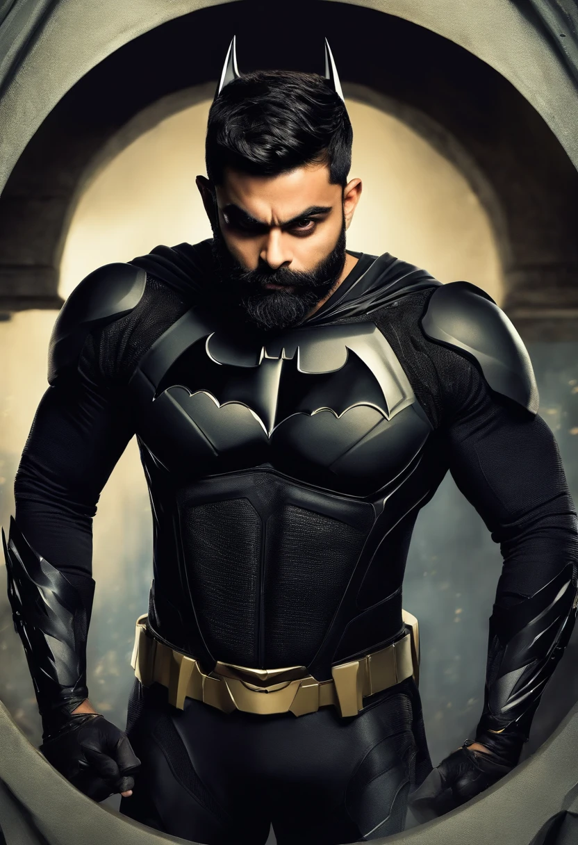 Virat kohli as batman, highly detailed, cinematic, beard