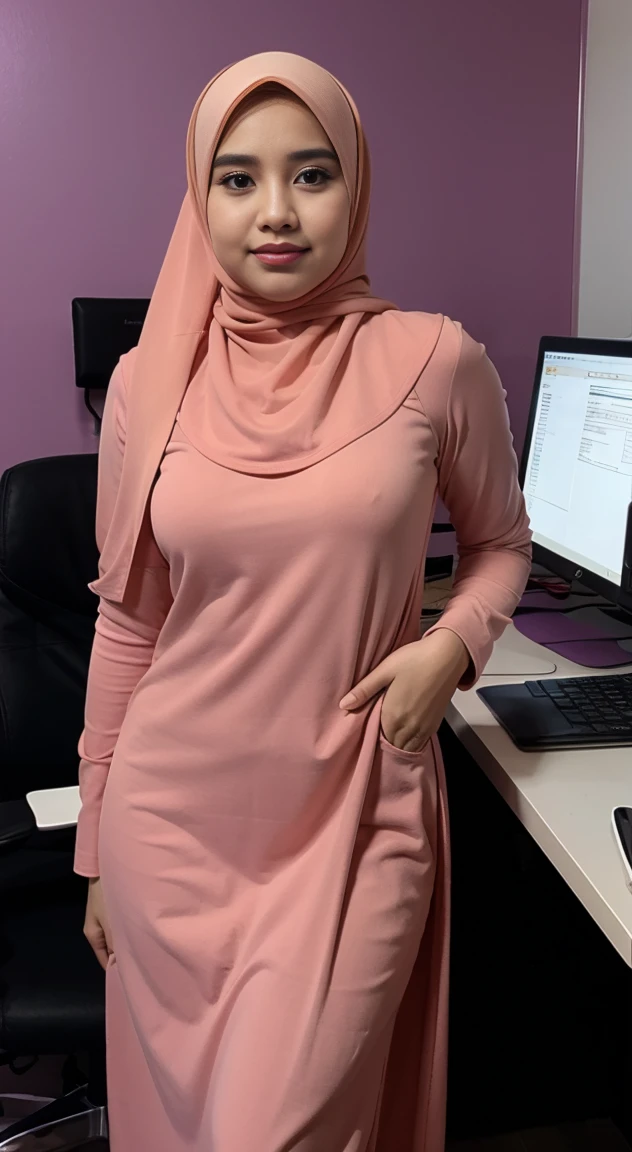 Malay girl in hijab,full body, office background,varied poses