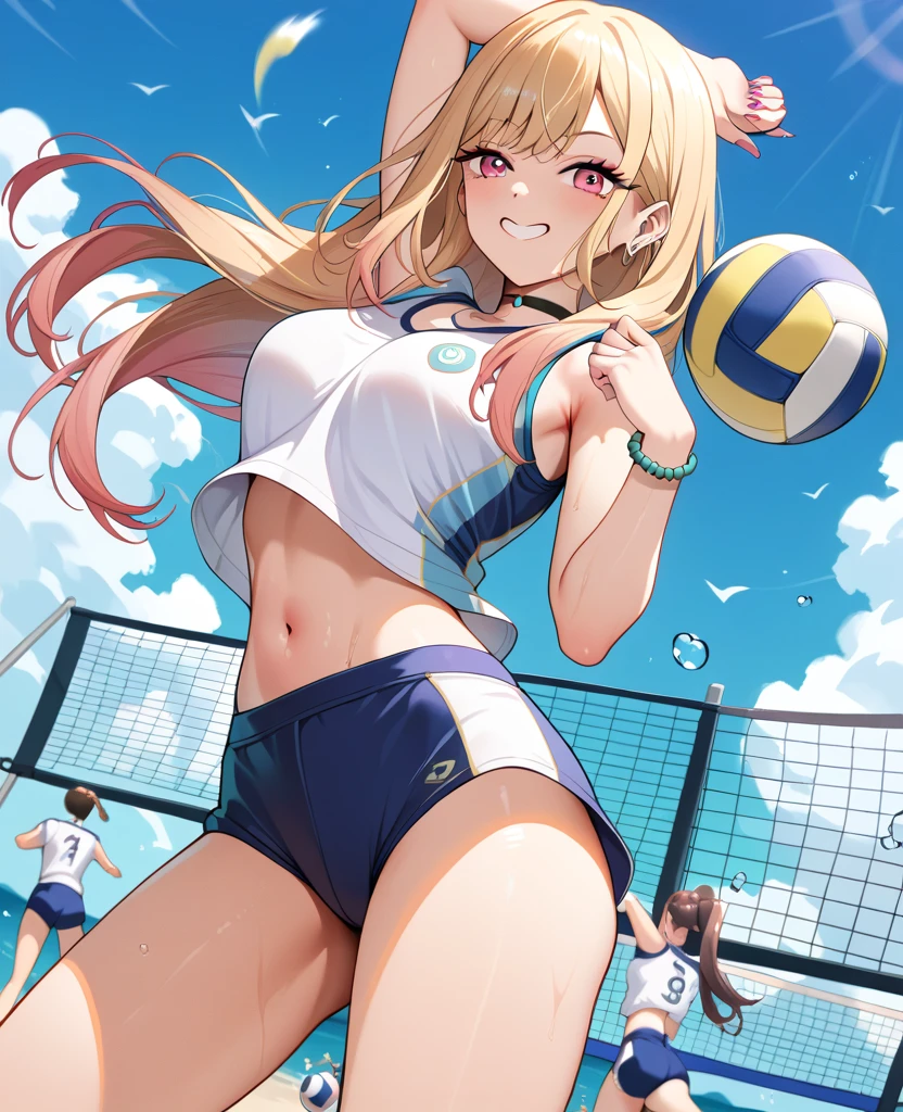 Marine Kitagawa, Sono Bisque Doll wa Koi wo Suru, Kitagawa Marine, athlete, playing volleyball, roupas de athlete, Focus and determination, confrontation, athlete, sports clothes