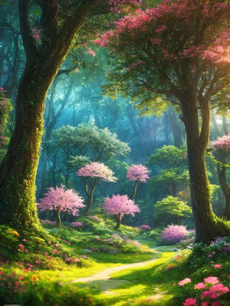 masterpiece, best quality, high quality,extremely detailed CG unity 8k wallpaper, An enchanting and dreamy scene of a fantasy forest, with towering trees, glowing mushrooms, and hidden fairy glens, creating a sense of mystique and enchantment, artstation, digital illustration, intricate, trending, pastel colors, oil paiting, award winning photography, Bokeh, Depth of Field, HDR, bloom, Chromatic Aberration ,Photorealistic,extremely detailed, trending on artstation, trending on CGsociety, Intricate, High Detail, dramatic, art by midjourney
